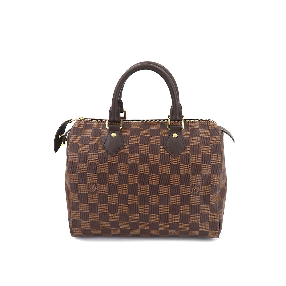 Louis Vuitton Damier Speedy 25 Hand Bag Ebene Brown Gold Hardware